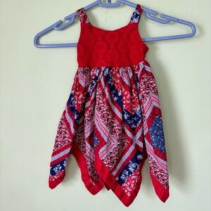 BLUBERI BOULEVARD RED WHITE AND BLUE BANDANA PRINT DRESS SIZE 12 MONTHS